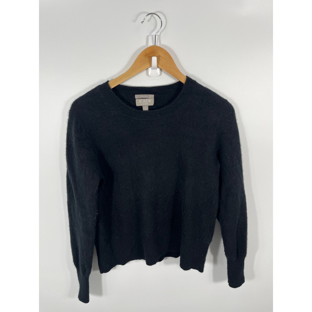 J Crew Womens 100% Cashmere Classic Fit Sweater M Black Luxury 90s Minimalist